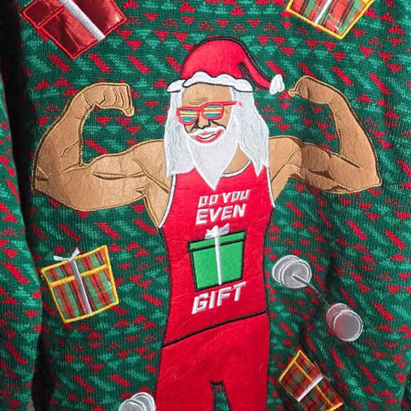 Blizzard Bay Swole Santa Christmas Sweater - Muscle bodybuilding Santa Size L - Picture 2 of 4